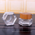 50ml Hexagonal glass mask  bottle with wood lid